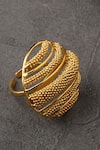 Shop_ITRANA_Gold Plated Bead Cutwork Embellished Ring _at_Aza_Fashions