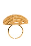 ITRANA_Gold Plated Bead Cutwork Embellished Ring _Online_at_Aza_Fashions