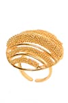 Buy_ITRANA_Gold Plated Bead Cutwork Embellished Ring _Online_at_Aza_Fashions