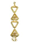 Shop_ITRANA_Gold Plated Bead Triangle Carved Bracelet _at_Aza_Fashions