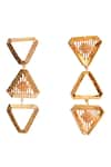 Buy_ITRANA_Gold Plated Bead Triangle Carved Earrings _Online_at_Aza_Fashions