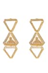 ITRANA_Gold Plated Bead Triangle Carved Earrings _at_Aza_Fashions