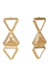 Buy_ITRANA_Gold Plated Bead Triangle Carved Earrings 