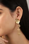 Buy_ITRANA_Gold Plated Plume Ribbed Spheric Danglers _at_Aza_Fashions