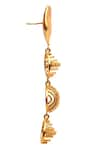 Shop_ITRANA_Gold Plated Plume Ribbed Spheric Danglers _Online_at_Aza_Fashions