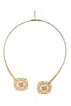 Shop_ITRANA_Gold Plated Damask Jaal Arc Necklace _at_Aza_Fashions