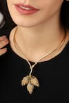 Buy_ITRANA_Gold Plated Glazing Leaf Flame Necklace _at_Aza_Fashions