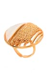 ITRANA_Gold Plated Dome Mesh Ring_Online_at_Aza_Fashions