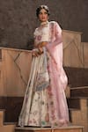 Buy_Label Niti Bothra_Ivory Silk Chanderi Printed Floral Sweetheart Mughal Lehenga Set _at_Aza_Fashions