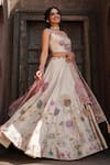 Buy_Label Niti Bothra_Ivory Silk Chanderi Printed Floral Sweetheart Mughal Lehenga Set _Online_at_Aza_Fashions