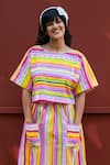 PRACHI KAMAT_Multi Color Cotton Linen Printed Portuguese Round Top With Skirt _Online_at_Aza_Fashions