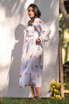 Buy_PRACHI KAMAT_White Cotton Linen Printed Portuguese Folk Motif Plunge V Kurta With Pant _Online_at_Aza_Fashions