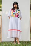 Buy_PRACHI KAMAT_White Cotton Linen Printed Portuguese High Midi Dress _at_Aza_Fashions