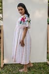 Shop_PRACHI KAMAT_White Cotton Linen Printed Portuguese Round Front Slit Midi Dress _Online_at_Aza_Fashions