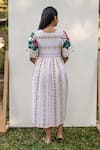 Shop_PRACHI KAMAT_White Cotton Linen Printed Portuguese Round Front Slit Midi Dress _at_Aza_Fashions