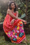 PRACHI KAMAT_Orange Cotton Linen Printed Portuguese Folk Motif Round Maxi Dress _at_Aza_Fashions