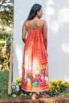 Shop_PRACHI KAMAT_Orange Cotton Linen Printed Portuguese Folk Motif Round Maxi Dress _at_Aza_Fashions