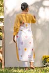 Shop_PRACHI KAMAT_Yellow Cotton Linen Printed Patch Work Round Straight Kurta With Pant _at_Aza_Fashions