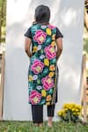 Shop_PRACHI KAMAT_Black Cotton Linen Printed Portuguese Front Slit Kurta With Solid Pant _at_Aza_Fashions