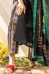 PRACHI KAMAT_Black Chanderi Printed Portuguese Round Straight Kurta Pant Set _Online_at_Aza_Fashions