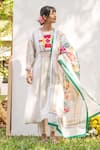 Buy_PRACHI KAMAT_White Chanderi Printed Portuguese Folk Round Embroidered Anarkali Set _at_Aza_Fashions