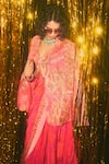 Saundh_Pink Blazer Pure Raw Silk Print Tribal Lapel Collar Lara_Online_at_Aza_Fashions