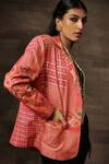 Buy_Saundh_Pink Blazer Pure Raw Silk Print Tribal Lapel Collar Lara_Online_at_Aza_Fashions