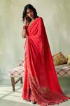 Buy Saundh Red Natural Crepe Print Miniature Zeenat Saree With Unstitched Blouse Piece at Aza Fashions Buy_Saundh_Red Natural Crepe Print Miniature Zeenat Saree With Unstitched Blouse Piece_at_Aza_Fashions