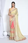 Buy_Nazaakat by Samara Singh_Beige Saree Lycra Embroidery Mirror With Running Blouse_at_Aza_Fashions