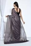 Shop_Nazaakat by Samara Singh_Grey Satin Silk Embroidery Stone Metallic Saree With Runnning Blouse_at_Aza_Fashions