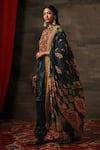 Buy_Saundh_Black Kurta And Salwar Woven Striped Silk Print Bohemian Round Neck Hema Set _Online_at_Aza_Fashions