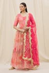 Naintara Bajaj_Pink Organza Embroidery, Sequins Round Neck Anarkali Set _at_Aza_Fashions