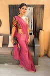 Leela By A_Multi Color Chanderi Ghungroo Border Embellished Pre-draped Saree Set _at_Aza_Fashions