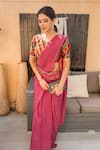 Shop_Leela By A_Multi Color Chanderi Print Ghungroo Border Embellished Pre-draped Saree Set 