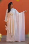 Buy_Leela By A_Ivory Chanderi, Organza, Linen Sequins Round Ghungroo Embellished Anarkali Set _at_Aza_Fashions