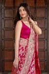 Amaara_Pink Pure Katan Silk Hand Woven Floral Vine Saree With Running Blouse _at_Aza_Fashions