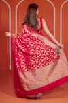 Amaara_Pink Pure Katan Silk Hand Woven Floral Banarasi Saree With Running Blouse_Online_at_Aza_Fashions
