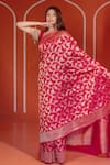 Buy_Amaara_Pink Pure Katan Silk Hand Woven Floral Banarasi Saree With Running Blouse_Online_at_Aza_Fashions