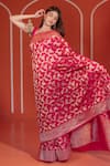 Shop_Amaara_Pink Pure Katan Silk Hand Woven Floral Banarasi Saree With Running Blouse_Online_at_Aza_Fashions