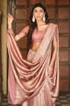 Amaara_Pink Katan Silk Brocade Hand Woven Floral Banarasi Saree With Running Blouse_at_Aza_Fashions