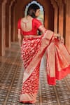 Amaara_Red Pure Katan Silk Hand Woven Floral Banarasi Saree With Running Blouse _Online_at_Aza_Fashions