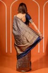 Amaara_Blue Pure Katan Silk Hand Woven Shikargah Motif Saree With Running Blouse _Online_at_Aza_Fashions