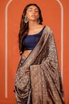 Shop_Amaara_Blue Pure Katan Silk Hand Woven Shikargah Motif Saree With Running Blouse _at_Aza_Fashions