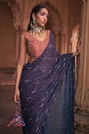 Diyarajvvir_Blue Crepe, Georgette Sequins, Floral Print Pre-stitched Skirt Saree With Blouse _Online_at_Aza_Fashions