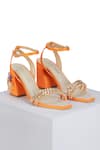 Buy_Papa Don't Preach Accessories_Orange Beads, Crystals, Rhinestones Flaming Katy Block Heels _at_Aza_Fashions