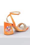 Papa Don't Preach Accessories_Orange Beads, Crystals, Rhinestones Flaming Katy Block Heels _Online_at_Aza_Fashions