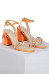 Buy_Papa Don't Preach Accessories_Orange Beads, Crystals, Rhinestones Flaming Katy Block Heels _Online_at_Aza_Fashions