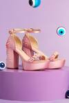 Buy_Papa Don't Preach Accessories_Pink Embellished The Dandelion Twinkle Block Heels _at_Aza_Fashions
