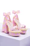 Buy_Papa Don't Preach Accessories_Pink Print Miss Pacman Block Heels_at_Aza_Fashions
