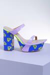 Papa Don't Preach Accessories_Blue Pixel Print Block Heels _Online_at_Aza_Fashions